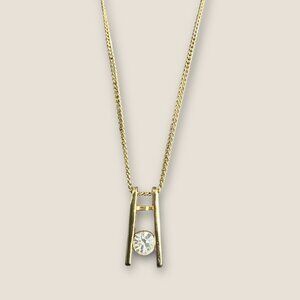 18K Gold Plated Vintage Necklace With Cubic Zirconia Pendant